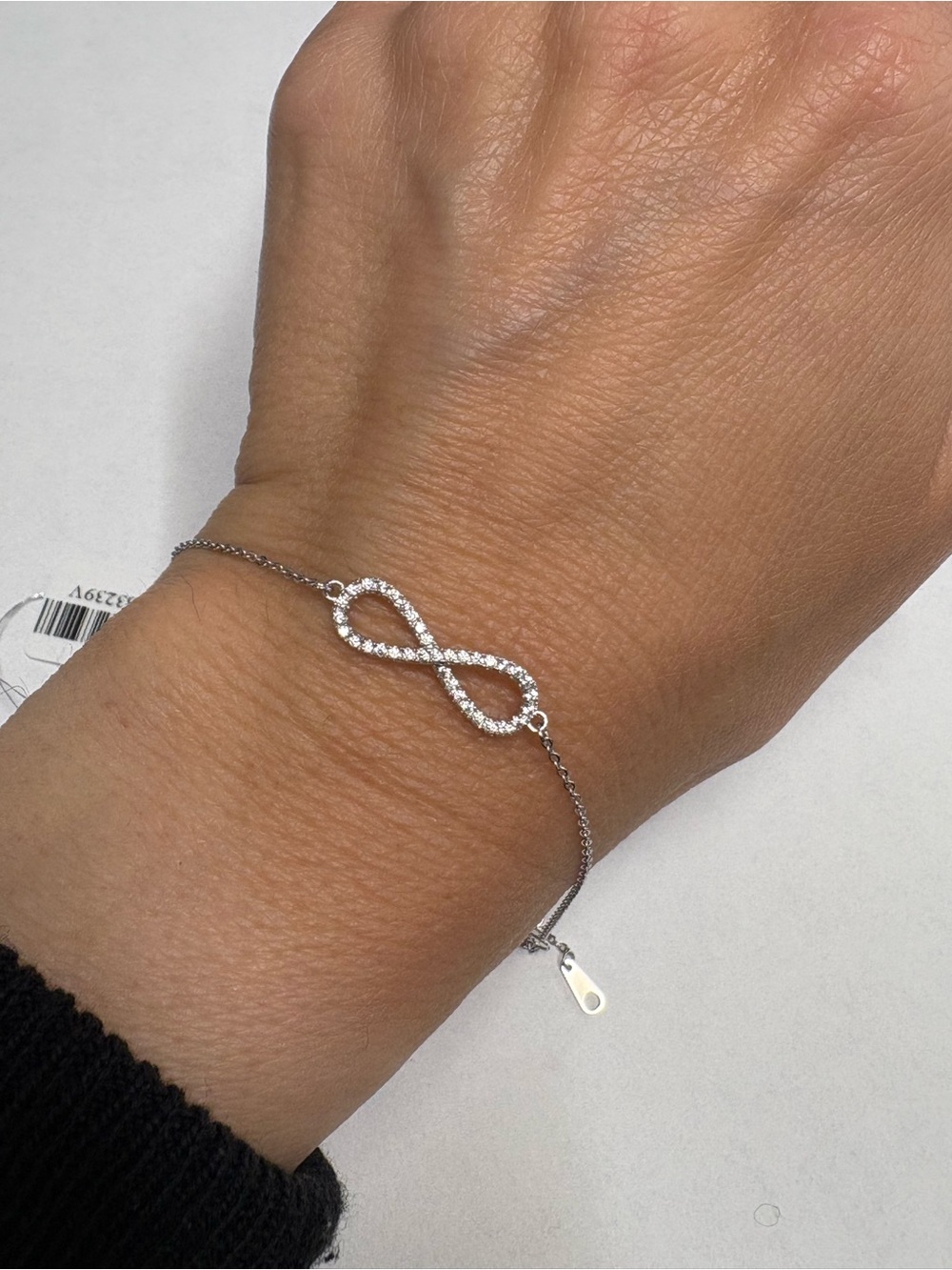 Suzy Levian Sterling Silver Infinity Bracelet White CZ NWT Sample item